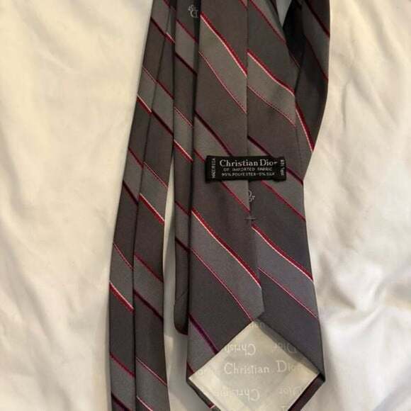 Like New Vintage Christian Dior Striped Silk Tie - Picture 3 of 3